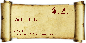 Hári Lilla névjegykártya